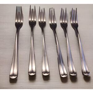 6 Supreme Cutlery Stainless Towle Liberty Bell 6.5" 3-Tine Salad Forks Japan